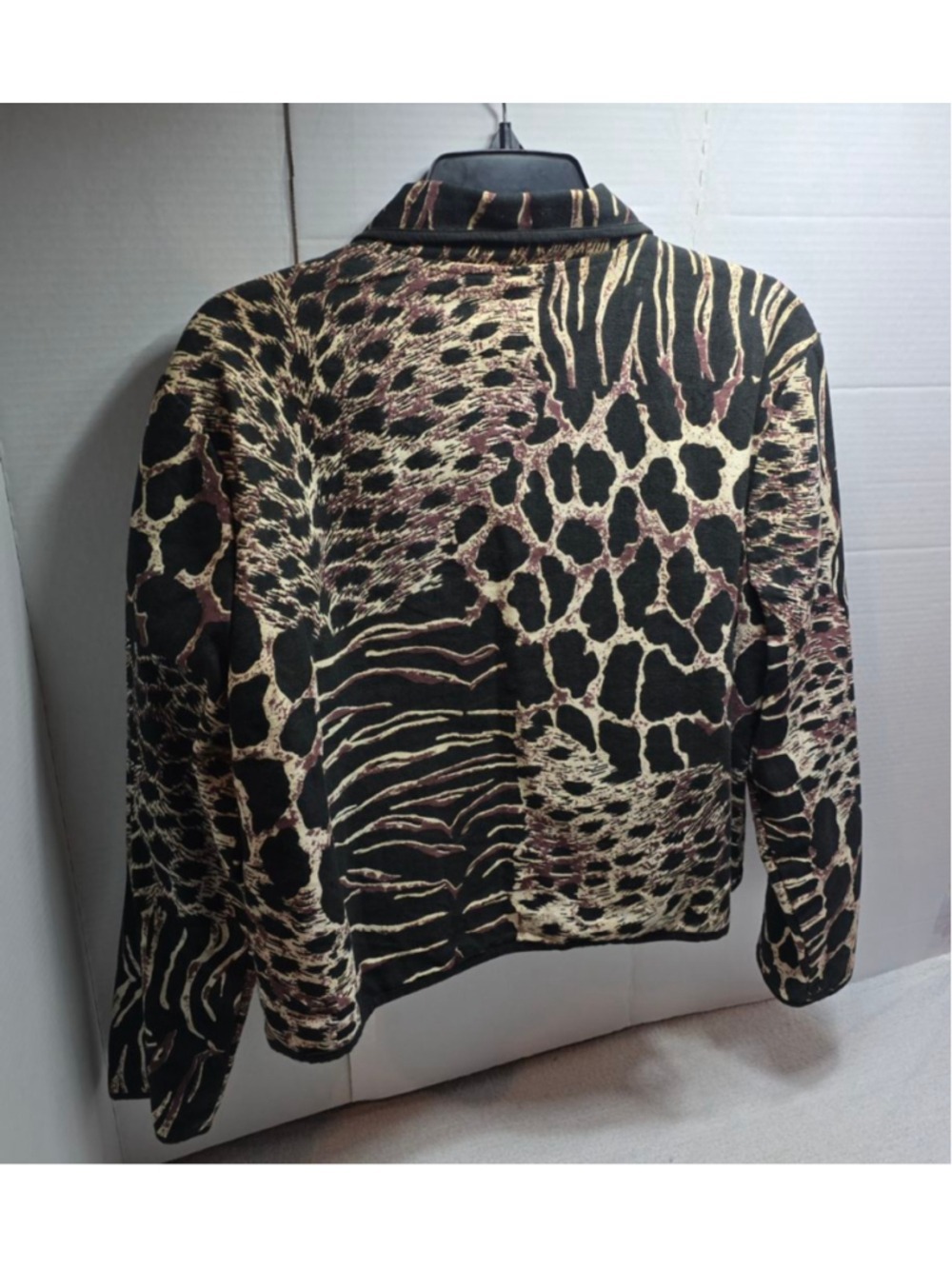 Women's Jacqueline Lauren Animal Print Blazer XL Black Beige - Picture 7 of 8